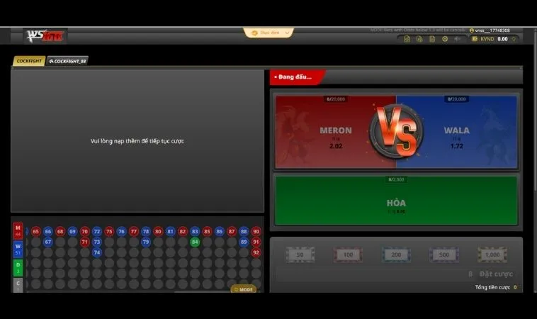 Các cửa cược tại sảnh Đá Gà WS168 Tại 89Bet