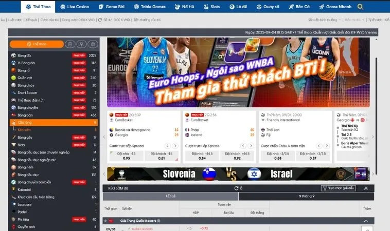 Bảng kèo cá cược Cầu Lông Tại 89Bet