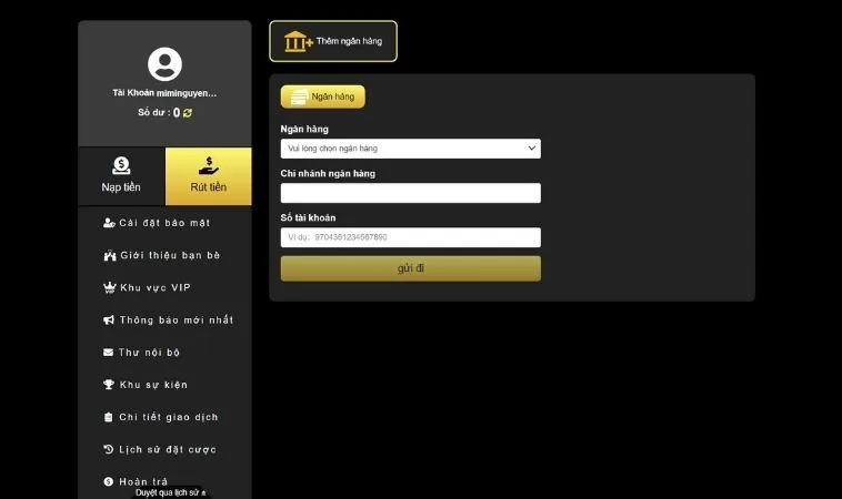 Giao diện rút tiền 89Bet