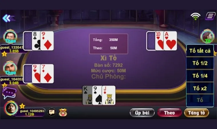 Giao diện chơi Xì Tố 89Bet