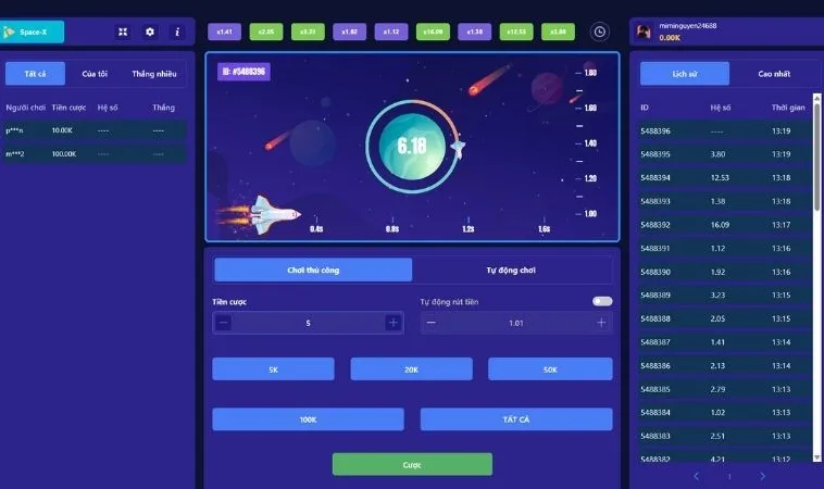 Giao diện chơi game nhanh ZetX 89Bet